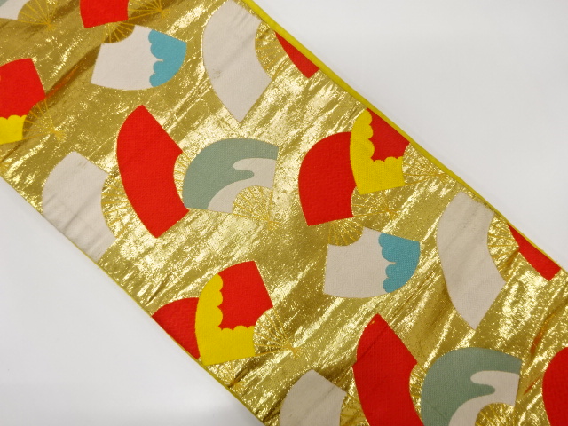 JAPANESE KIMONO / ANTIQUE OBI FOR KIDS / SILK / WOVEN FOLDING FAN